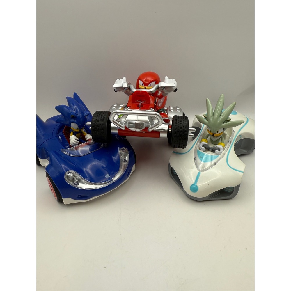 Sonic the Hedgehog All-Stars Racing NKOK Knuckles Silver Toy Car Lot 3pc SEGA